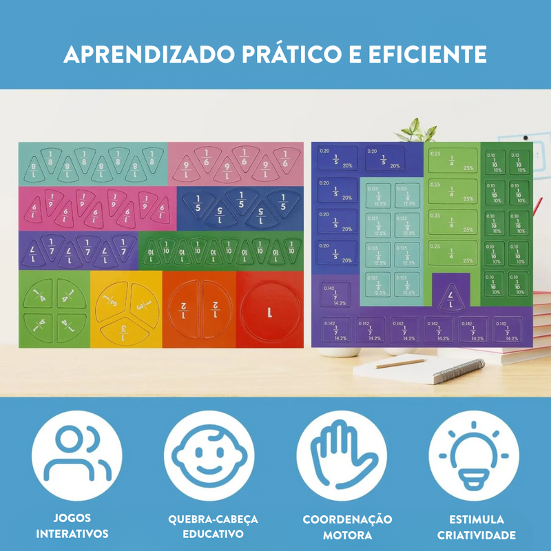 Quebra-cabeça Educacional De Fração Magnética Diversão Garantida®
