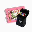 Livro De Colorir Capa Dura Brinde Kit 24 Canetas Marcadoras Ponta Dupla  Diversão Garantida®