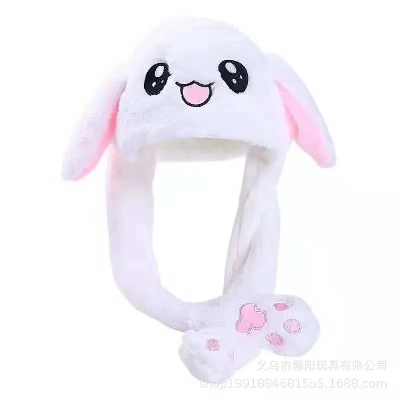 LED Lovely Rabbit Hat With Moving Ears Easter Cosplay Dress Up Children's Plush Ear Glowing Hat Funny Gift For Kids Boys Girls