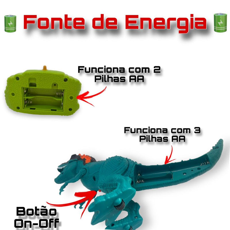 Brinquedo Dinossauro Controle Remoto Anda Solta Fumaça Tiranossauro Rex  Diversão Garantida®