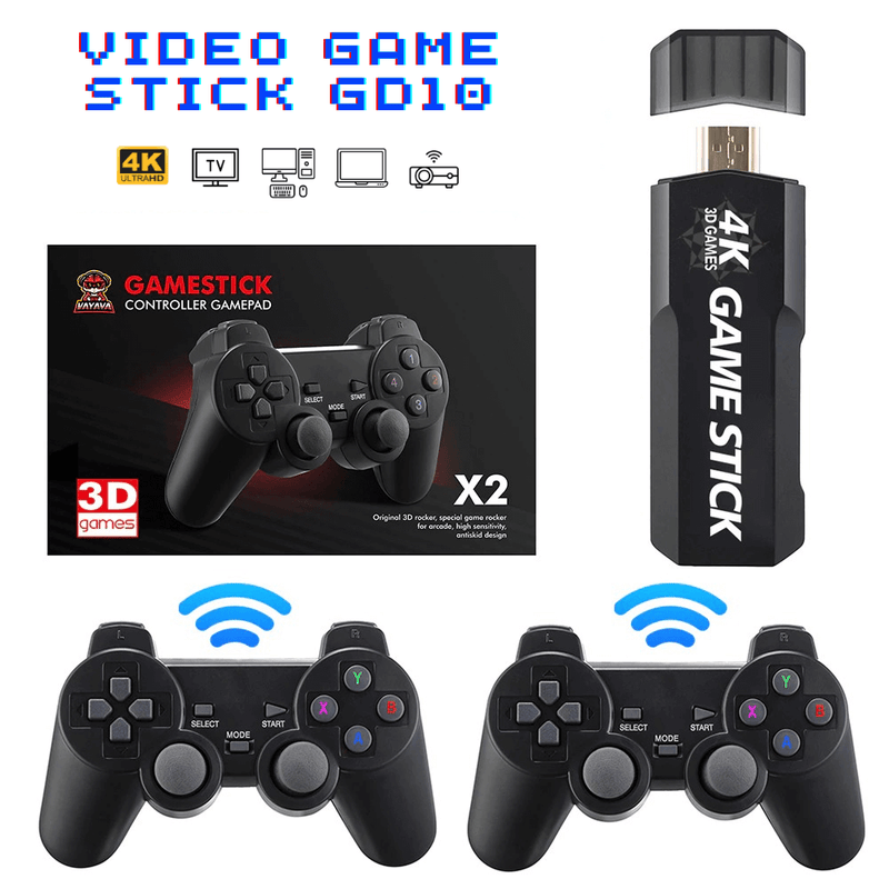 Video Game Diversão Garantida® Retrô Portátil 4K 30.000 Jogos 64GB + 2 Controles Sem Fio