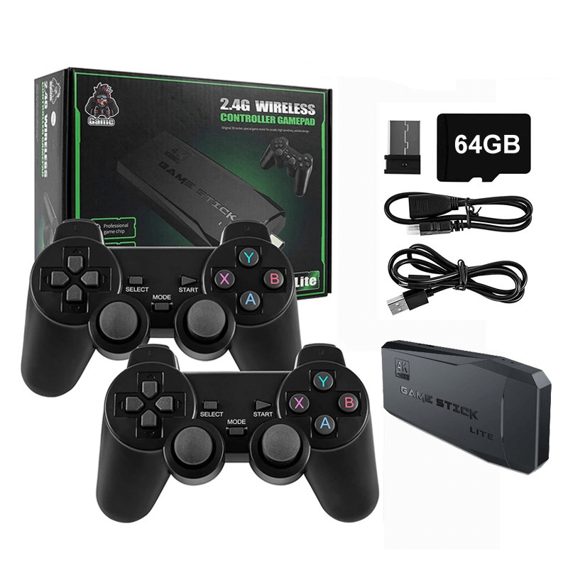 Video Game Diversão Garantida® Retrô Portátil 4K 10.000 Jogos Clássicos 64GB + 2 Controles Sem Fio