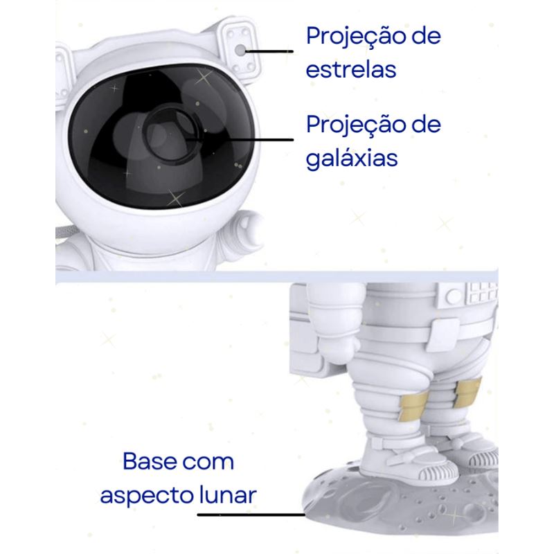 Projetor de Galáxia Luminária Astronauta Diversão Garantida®