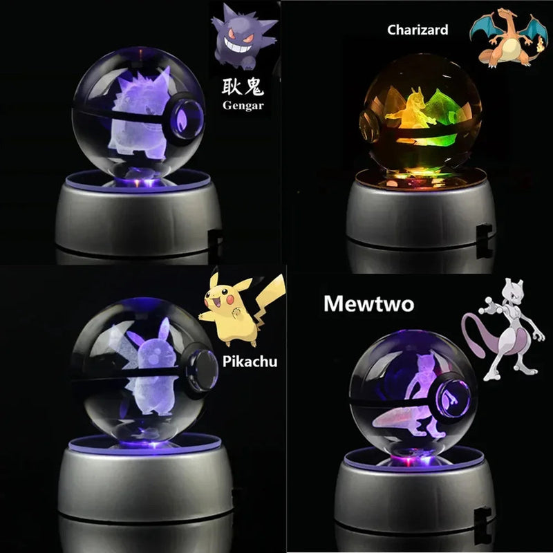 Pokebola de Cristal + Base LED (PROMOÇÃO EDIÇÃO LIMITADA)