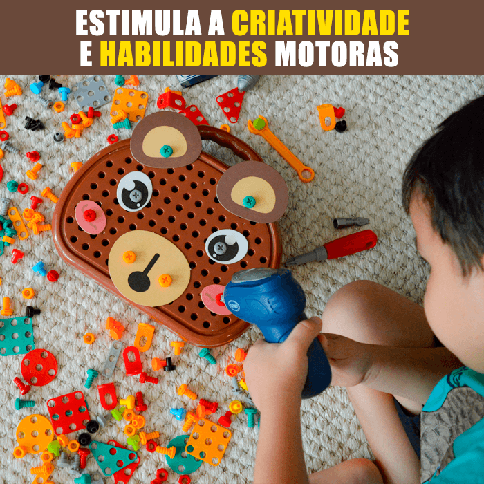 Kit Ferramentas Interativo + 200pcs Diversão Garantida® + [FURADEIRA GRÁTIS]