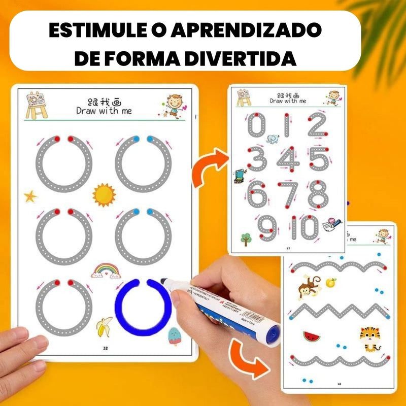 Caderno de Alfabetização e Aprendizagem Reutilizável MagicBook Diversão Garantida®