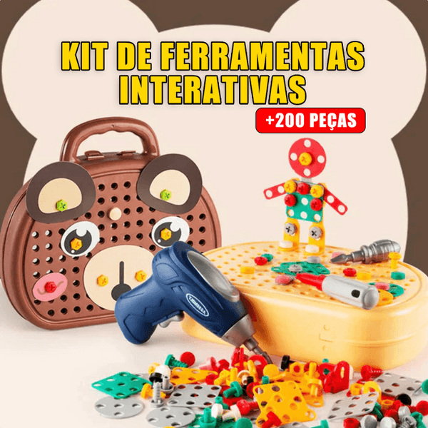 Kit Ferramentas Interativo + 200pcs Diversão Garantida® + [FURADEIRA GRÁTIS]